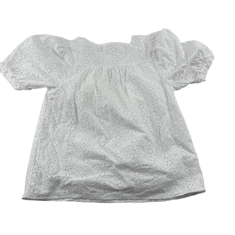 Draper James White Eyelet Cotton‎ Top size Small Short Sleeves